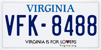 VA license plate VFK8488