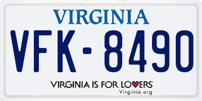 VA license plate VFK8490