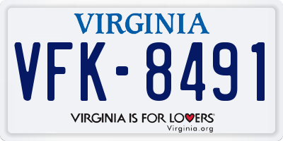 VA license plate VFK8491