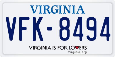 VA license plate VFK8494