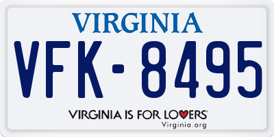 VA license plate VFK8495