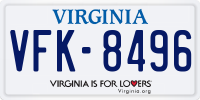 VA license plate VFK8496
