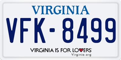 VA license plate VFK8499
