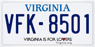 VA license plate VFK8501