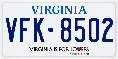 VA license plate VFK8502