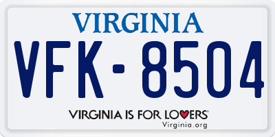 VA license plate VFK8504