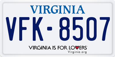 VA license plate VFK8507