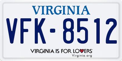 VA license plate VFK8512