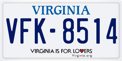 VA license plate VFK8514