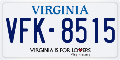 VA license plate VFK8515