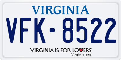 VA license plate VFK8522
