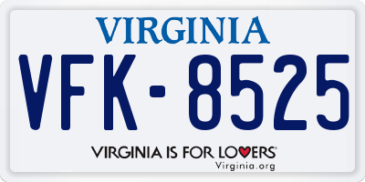 VA license plate VFK8525