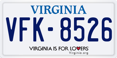 VA license plate VFK8526