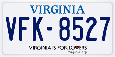 VA license plate VFK8527