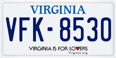 VA license plate VFK8530