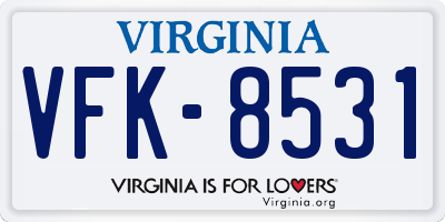 VA license plate VFK8531