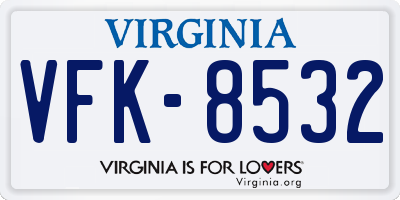 VA license plate VFK8532