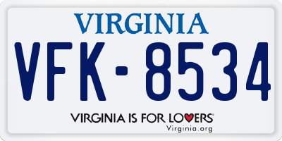 VA license plate VFK8534