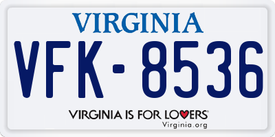 VA license plate VFK8536