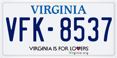 VA license plate VFK8537