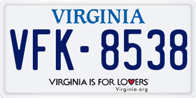 VA license plate VFK8538