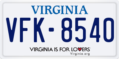 VA license plate VFK8540