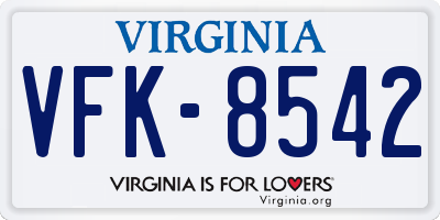 VA license plate VFK8542