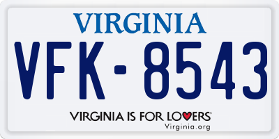 VA license plate VFK8543