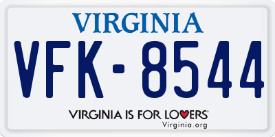 VA license plate VFK8544