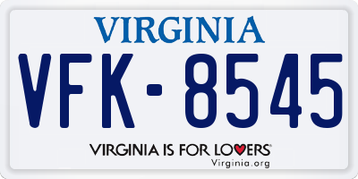 VA license plate VFK8545