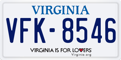 VA license plate VFK8546