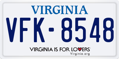 VA license plate VFK8548