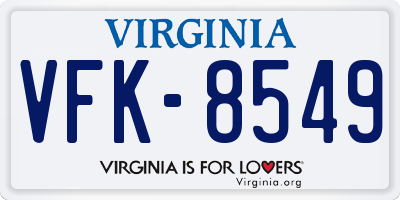 VA license plate VFK8549