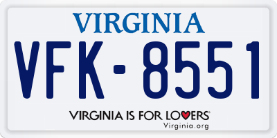 VA license plate VFK8551