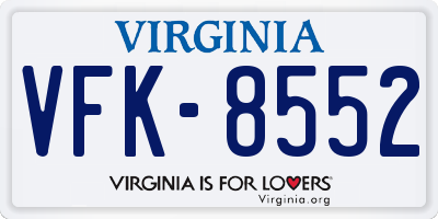 VA license plate VFK8552