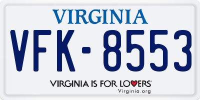 VA license plate VFK8553