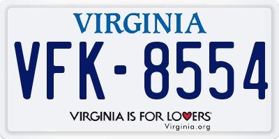 VA license plate VFK8554