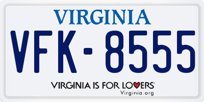 VA license plate VFK8555