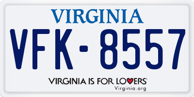 VA license plate VFK8557