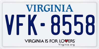 VA license plate VFK8558