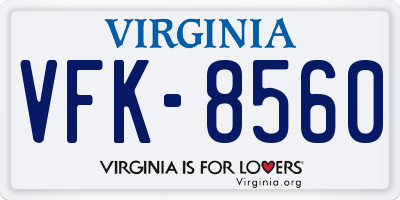 VA license plate VFK8560