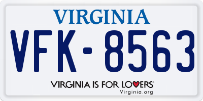 VA license plate VFK8563