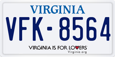 VA license plate VFK8564