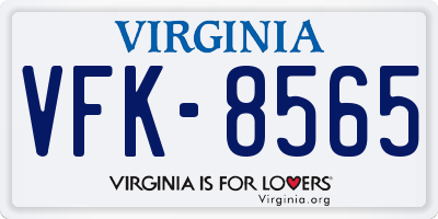 VA license plate VFK8565