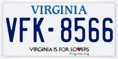 VA license plate VFK8566