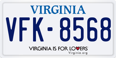 VA license plate VFK8568