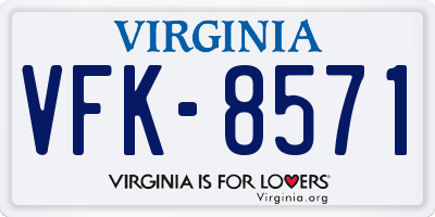 VA license plate VFK8571