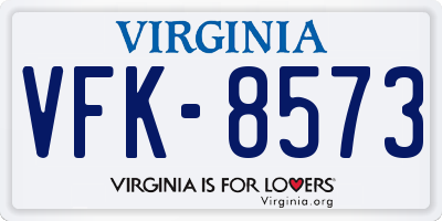 VA license plate VFK8573