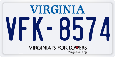 VA license plate VFK8574