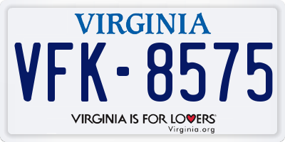 VA license plate VFK8575